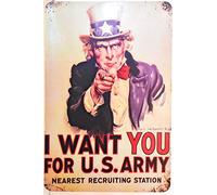 I Want You for U.S. Army Nearest Rectruiting Station Uncle Sam Tin Sign Retro Wall Decor TSC194