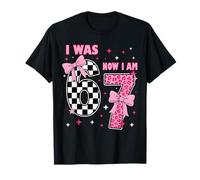 I Was 6 Now I Am 7 Coquette léopard Anniversaire Fille T-Shirt