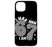 I Was 6 Now I Am 7 Groovy Retro Checkered 7th Birthday Party Coque pour iPhone 15 Plus