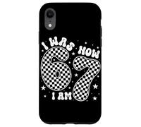 I Was 6 Now I Am 7 Groovy Retro Checkered 7th Birthday Party Coque pour iPhone XR