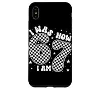 I Was 6 Now I Am 7 Groovy Retro Checkered 7th Birthday Party Coque pour iPhone XS Max