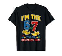 I Was 6 Now I'm 7 67 Meme Birthday Boy Building Blocks Brique T-Shirt
