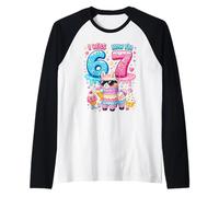 I Was 6 Now I'm 7 Birthday 67 Meme Lama Alpaga Lover Kids Manche Raglan
