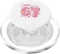 I Was 6 Now I'm 7 Birthday Shirt Girls 7th Birthday Hearts PopSockets PopGrip pour MagSafe