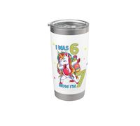 I Was 6 Now I'm 7 Birthday Unicorn Girls Gobelet isotherme en acier inoxydable double paroi