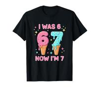 I Was 6 Now I'm 7 Cute Ice Cream 7th Birthday Kids 67 Funny Ice Cream T-Shirt
