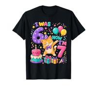 I Was 6 Now Im 7 Dabbing Cat 7th Birthday Party Kids 67 Meme T-Shirt