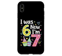 I Was 6 Now I'm 7 Funny 7 Years Old Birthday Kids Party Coque pour iPhone XS Max