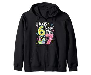 I Was 6 Now I'm 7 Funny 7 Years Old Birthday Kids Party Sweat à Capuche