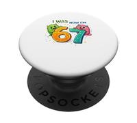 I Was 6 Now I'm 7 Monster Birthday Shirt Kids 7th Birthday PopSockets PopGrip Adhésif