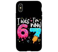 I Was 6 Now I'm 7 Years Old Birthday Six Seven Kids Party Coque pour iPhone X/XS