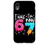 I Was 6 Now I'm 7 Years Old Birthday Six Seven Kids Party Coque pour iPhone XR