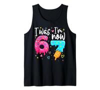 I Was 6 Now I'm 7 Years Old Birthday Six Seven Kids Party Débardeur