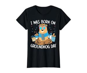 I Was Born on Groundhog Day Woodchuck Sifflet pour rongeurs T-Shirt Graphique avec Valeur