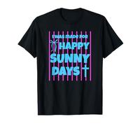 I Was Made for Happy Sunny Days Nœud rayé Rose T-Shirt