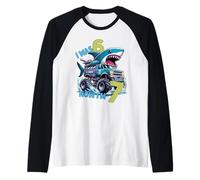 I Was Six Now I'm Seven Shark 67 Meme 7th Birthday Boys Kids Manche Raglan
