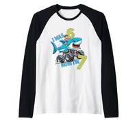 I Was Six Now I'm Seven Shark 67 Meme 7th Birthday Boys Kids Manche Raglan