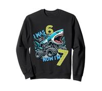 I Was Six Now I'm Seven Shark 67 Meme 7th Birthday Boys Kids Sweatshirt