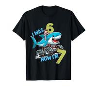 I Was Six Now I'm Seven Shark 67 Meme 7th Birthday Boys Kids T-Shirt