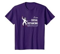 « I Was Social distancing Before it Was Cool » - Cadeau pour clôture T-Shirt, Enfant, Violet, 8 Ans