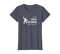 « I Was Social distancing Before it Was Cool » - Cadeau pour clôture T-Shirt, Femme, Bleu Chiné, XL