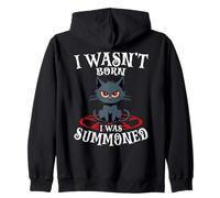I Wasn't Born I Was Summoned Black Cat Pentagramme Goth Sweat à Capuche