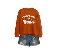 I Wasn't Made Women's Casual Crewneck Sweatshirt, Long Sleeve Graphic Pullover Tops for Everyday