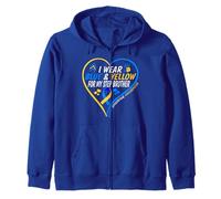 I Wear Blue and Yellow for My Step Brother - Down Syndrome Sweat à Capuche