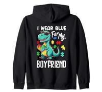 I Wear Blue for My Boyfriend Dinosaure Dino Autism Awareness Sweat à Capuche