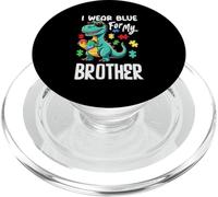 I Wear Blue for My Brother Dinosaure Autism Awareness PopSockets PopGrip pour MagSafe