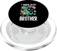 I Wear Blue for My Brother Dinosaure Autism Awareness PopSockets PopGrip pour MagSafe