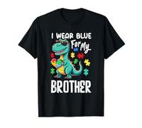 I Wear Blue for My Brother Dinosaure Autism Awareness T-Shirt