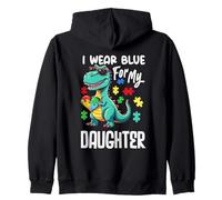 I Wear Blue for My Daughter Dinosaure Dino Autism Awareness Sweat à Capuche