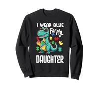 I Wear Blue for My Daughter Dinosaure Dino Autism Awareness Sweatshirt