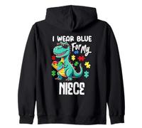 I Wear Blue for My Niece Dinosaure Dino Autism Awareness Sweat à Capuche