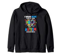 I Wear Blue for My Son Autism Awareness Mom Dad Parents Sweat à Capuche