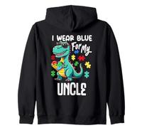 I Wear Blue for My Uncle Dinosaure Autism Awareness Sweat à Capuche