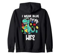I Wear Blue for My Wife Dinosaure Dino Autism Awareness Sweat à Capuche