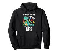 I Wear Blue for My Wife Dinosaure Dino Autism Awareness Sweat à Capuche