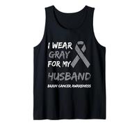 I Wear Gray for My Husband Brain Cancer Awareness Ribbon Débardeur