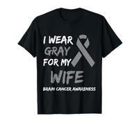 I Wear Gray for My Wife Brain Cancer Awareness Ribbon Family T-Shirt