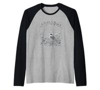 I Wear Gray for Parkinson 's Awareness Bird and Flowers Manche Raglan