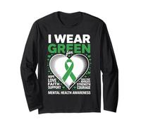 I Wear Green for Hope Love Faith Support Courage Awareness Manche Longue