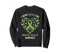 I Wear Green For Mental Health Awareness Butterfly Heart Sweatshirt