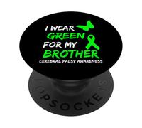 I Wear Green for My Brother Cerebral Palsy Ribbon PopSockets PopGrip Adhésif