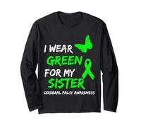 I Wear Green for My Sister Cerebral Palsy Ribbon Manche Longue