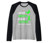 I Wear Green for My Sister Cerebral Palsy Ribbon Manche Raglan