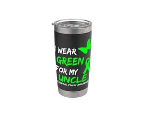 I Wear Green For My Uncle Cerebral Palsy Ribbon Gobelet isotherme en acier inoxydable double paroi