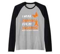 I Wear Orange for My Husband Multiple Sclerosis Ribbon Manche Raglan
