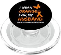 I Wear Orange for My Husband Multiple Sclerosis Ribbon PopSockets PopGrip pour MagSafe